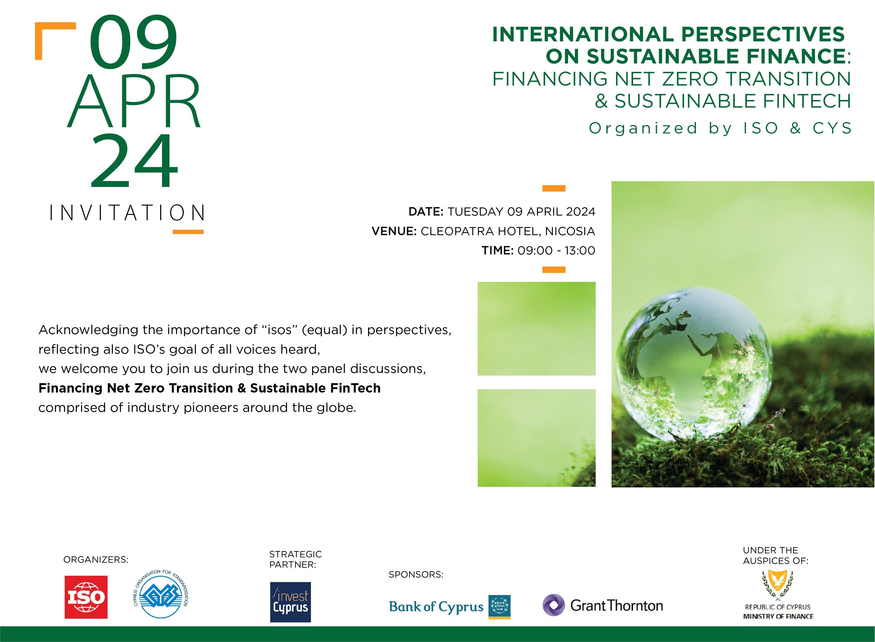 Invitation 9 April 2024 International Perspectives on Sustainable Finance